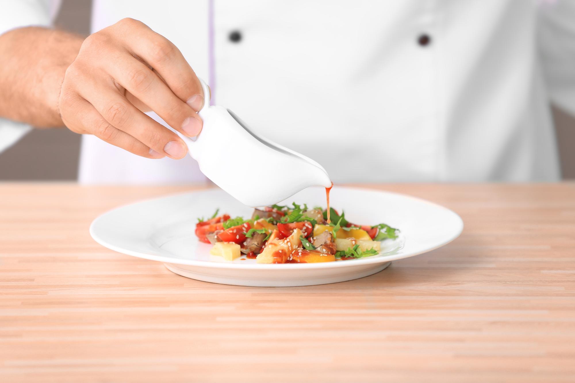 chef preparing quick meal in bright kitchen